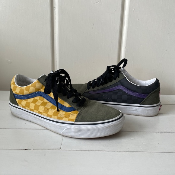 VANS Old Skool Rally Checker Suede Canvas Sneakers - Picture 1 of 6